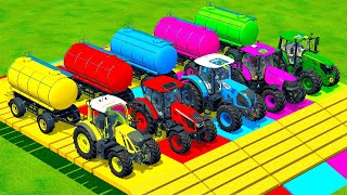 FENDT vs ZETOR vs JOHN DEERE vs CLAAS vs CASE BATTLE WITH FUEL TANKS  Farming Simulator 22