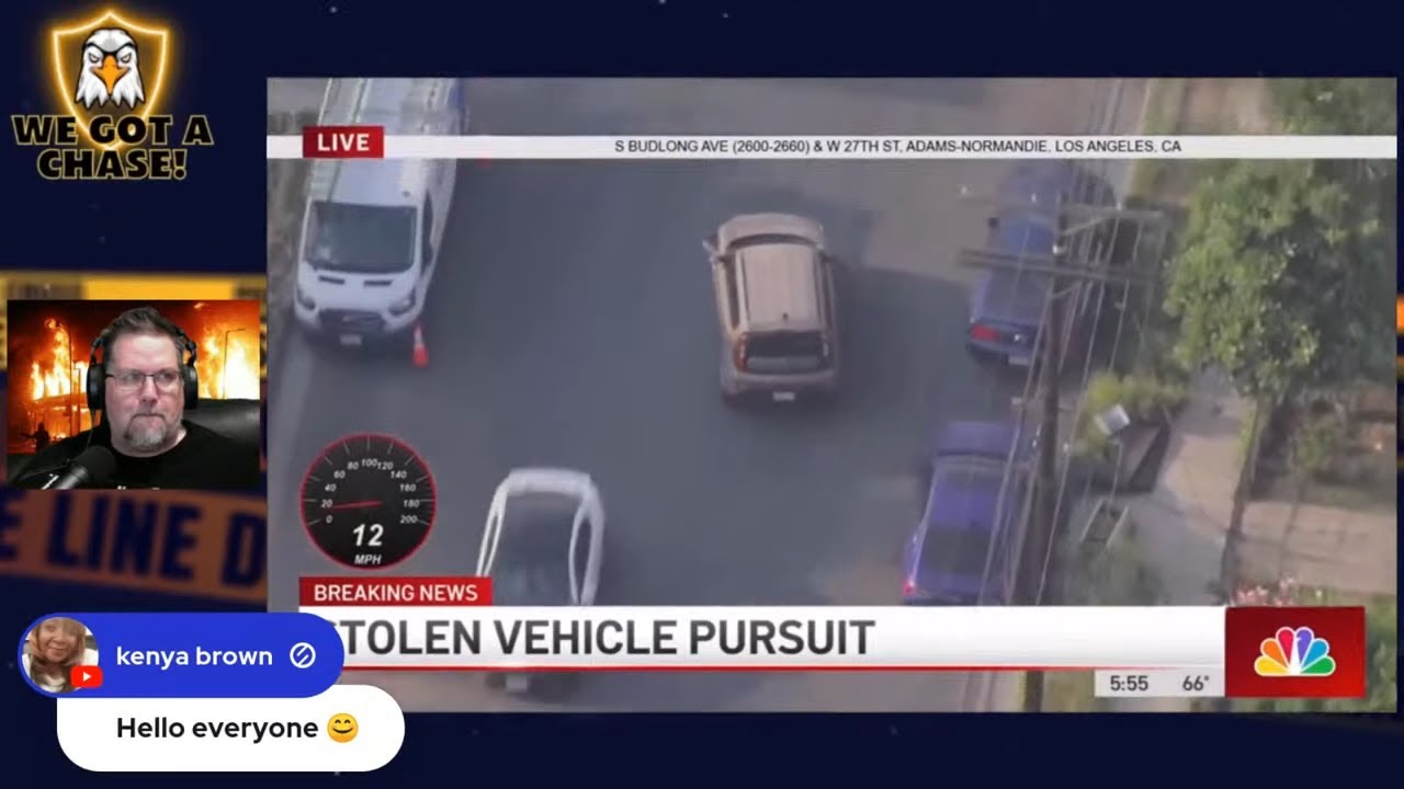 Breaking: Stolen Kia Police Chase Happening Live In Los Angeles! - YouTube