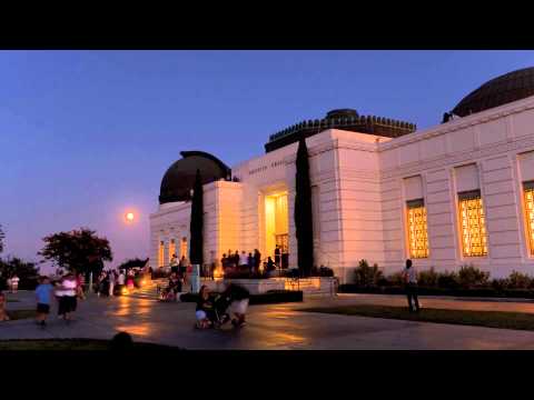 Full super moon rising - griffith observatory - aug. 10, 2014