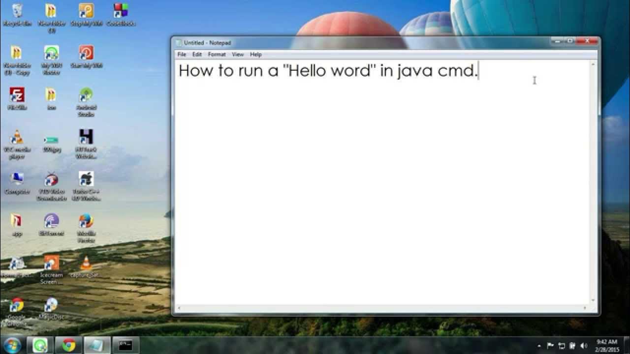 Very Simple Java Hello World program with Notepad and cmd ... - YouTube