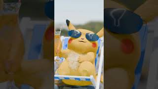 How Pikachu Spends Beach Time: Lounging on a Beach Chair with Orange Juice #pikachu #shorts