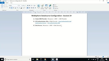 WebSphere DataSource Configuration - Session 19