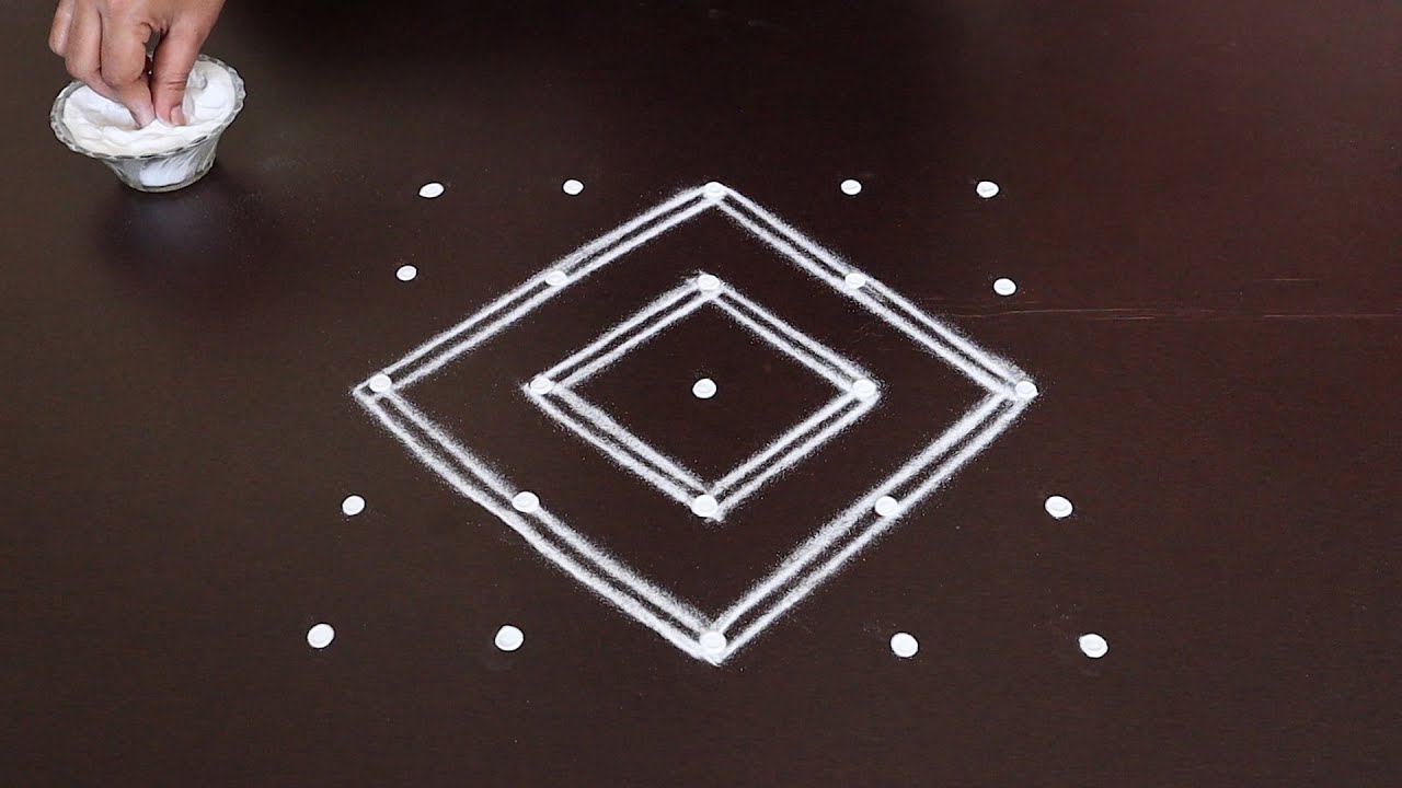 Simple Double Stroke Rangoli Designs | Simple Chukkala Muggulu | Two ...