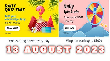 Amazon Quiz Answers Today | 13 August 2023 | @dailyquiztime #amazonfunzon
