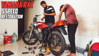 Restoration Of Yamaha Rxz 5 Speed From Scratch All Original Parts Installed Blood Red Rxz 😈🔥