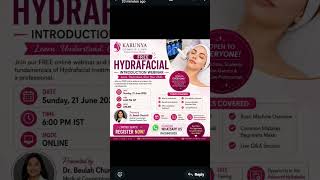 🌟 FREE HYDRAFACIAL INTRODUCTION WEBINAR 🌟Want to learn the basics of Hydrafacial treatment? #shorts