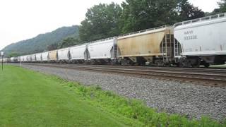 Overpowered NS train led by D9-44CW #9299 & 10 locomotive mixed freight @ Leetsdale, PA 6/20/14