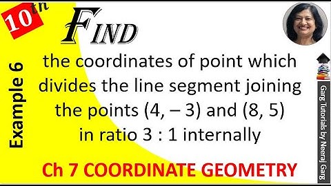 Find the coordinates of the point which divides the line segment joining the points (4 –3) and (8 5)