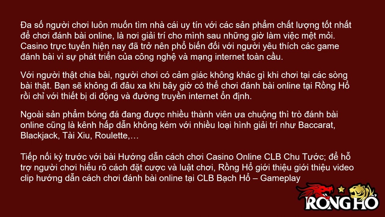 c541111 game danh bài đổi thưởng Hướng dẫn cách chơi Casino Trực tuyến CLB Bạch Hổ – Gameplay