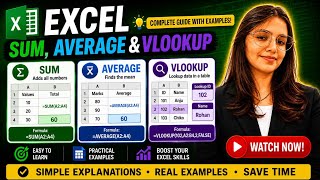 🎙️ Excel SUM, AVERAGE & VLOOKUP Tutorial for Beginners