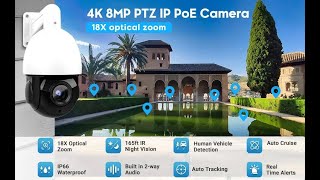 PTZ-4818X-IS 4K Security Camera | Pan-Tilt-Zoom Network Camera | 18x Optical Zoom 8MP PoE Camera