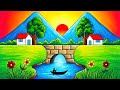 How to Draw a Beautiful Scenery of Sunset and Mountains Step by Step