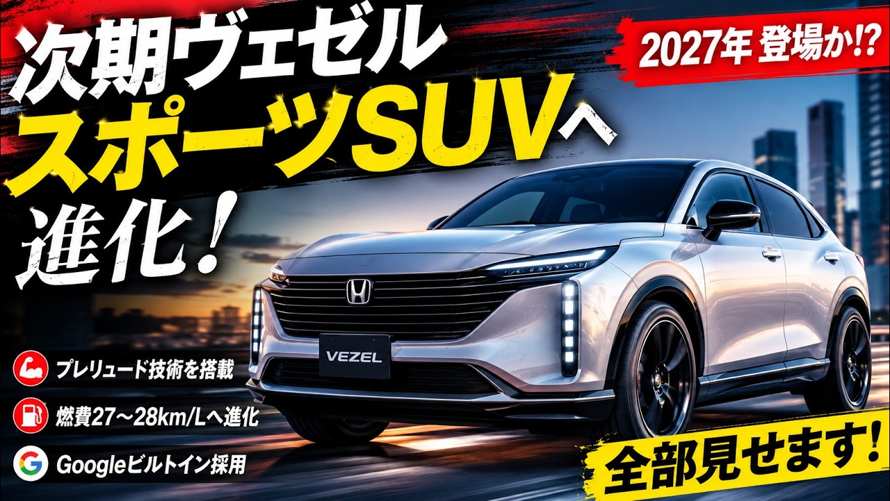 ホンダ『ヴェゼル』がスポーツSUVへ進化!? 次期型はプレリュードの技術