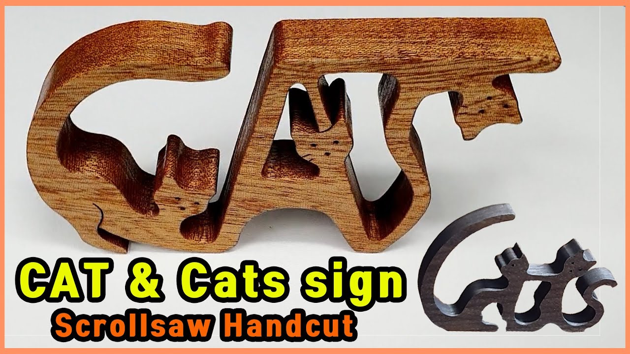 CAT&Cats sign/ scrollsaw handcut/ 고양이 글씨 만들기