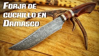 Proceso de forja cuchillo bowie en acero damasco - forge bowie knife in damascus steel