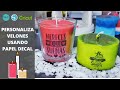 😲 Personalizando velones con PAPEL DECAL | Puedes usar CRICUT - SILHOUETTE CAMEO o TIJERAS | DIY