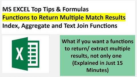 MS EXCEL Course| Functions to Return Multiple Match Results |Index, Match, Aggregate, Join