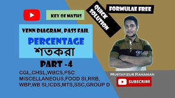 Percentage Part 4 | Venn Diagram | Pass | Fail | Ratio | Question/Problem | by Mustafizur Rahaman