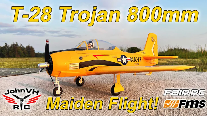 FMS FairRC 800mm T-28 Trojan Yellow MAIDEN FLIGHT Review  @fairrc   @fmsmodelRC ​