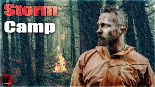 ⛈ Thunder & Lightning Camp in Heavy Rain  Storm Camping Under a Tarp Adventure