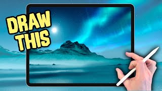 IPAD PAINTING MADE EASY  Northern Lights Snow landscape Procreate tutorial