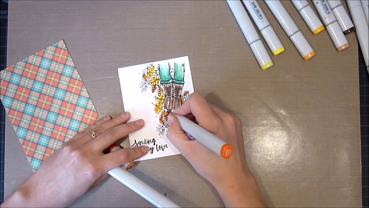 Unity Stamp Co Quick Tip - Messy Colored Leaves with Copics - YouTube