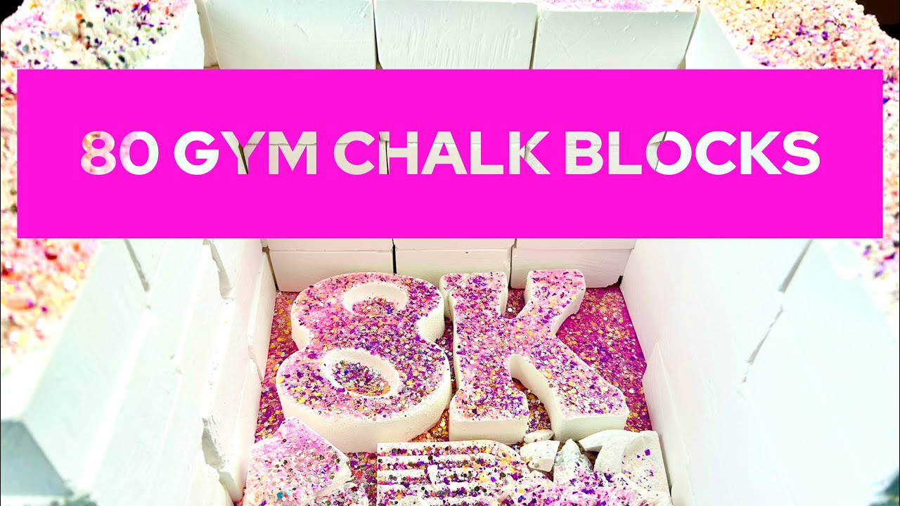 8K  Celebration Crush 🧡🩷✨🤍💜, Mass Crush, 80 Fresh Gym Chalk  Blocks ✨, ASMR