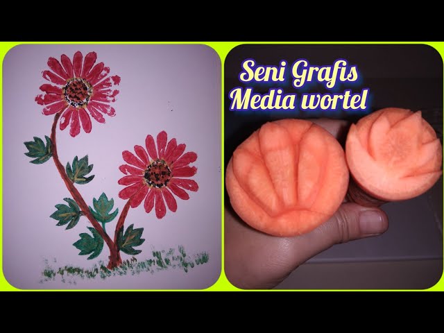 Seni Grafis Cetak Tinggi media wortel/ Vegetable printing/ @Bundalena520 class=