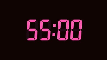 55 Second Digital Countdown Timer | Dark Background | Fuchsia Pink Text | No Sounds