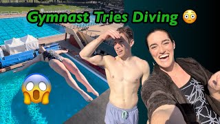 Pro Gymnast Tries Diving (Terrifying) 😳