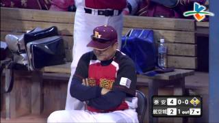 20140326-2甲組春季聯賽 泰安產險vs桃園航空 七下 突然改變方向的彈跳球,林佑謙沒掌握好