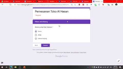 Pemesanan Barang Berbeda dengan Google Form