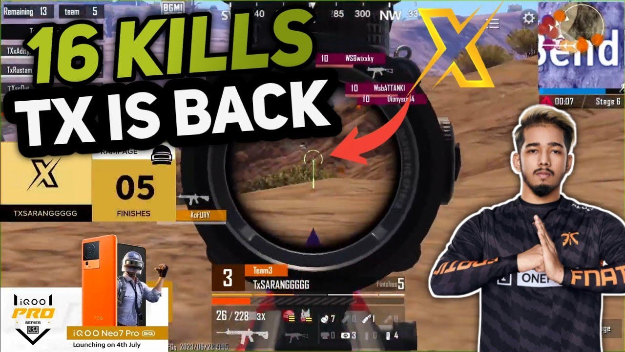 TX 16 kills🔥😱 domination| Old Tx is back 🥵🔥| Iqoo esports 🇮🇳🇮🇳