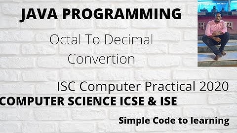 Octal To Decimal In Java || How To Convert Octal To Decimal In java