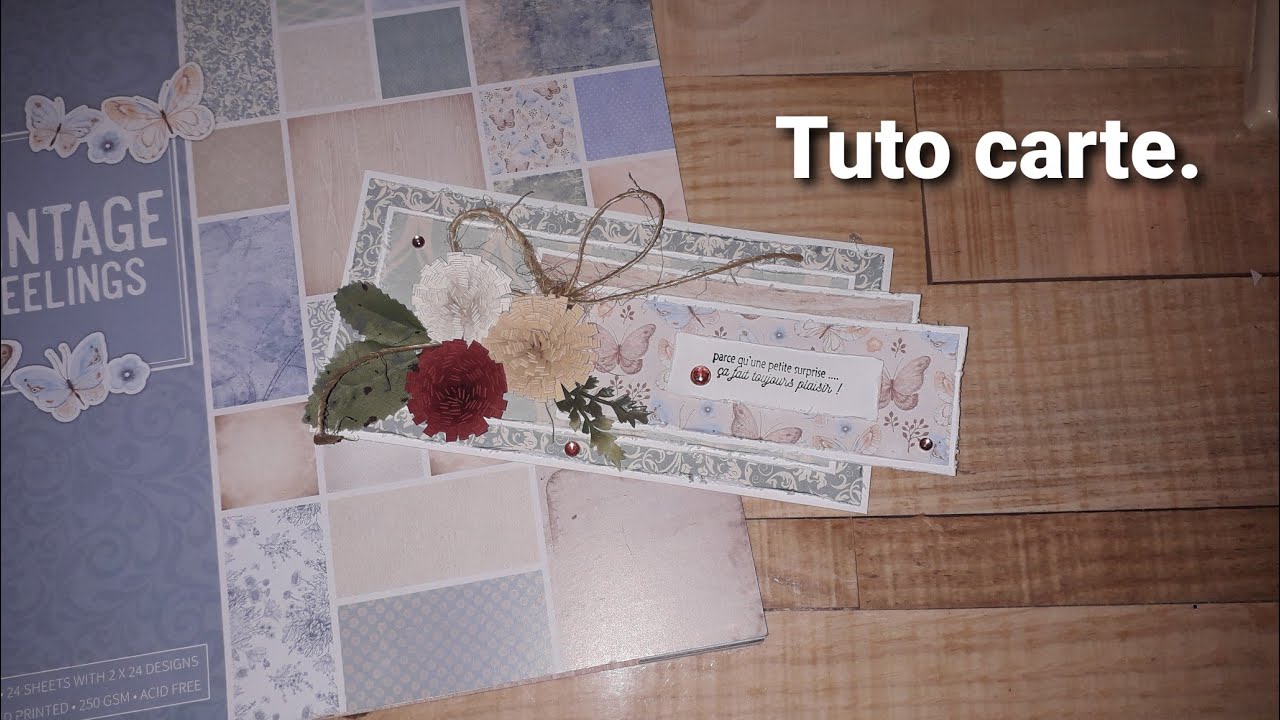 Tuto carte/bloc action/ fleurs faites maison(tuto précédent).