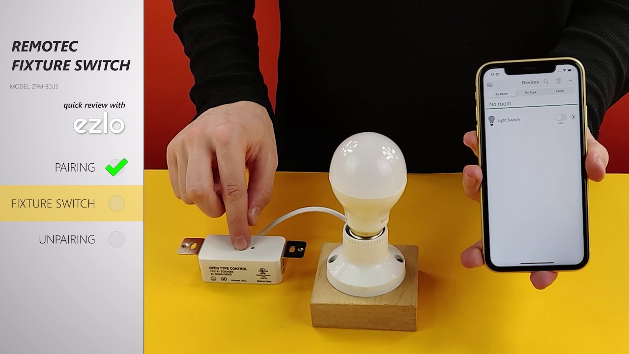 How to pair Remotec Fixture Switch ZFM80US with Ezlo hubs YouTube