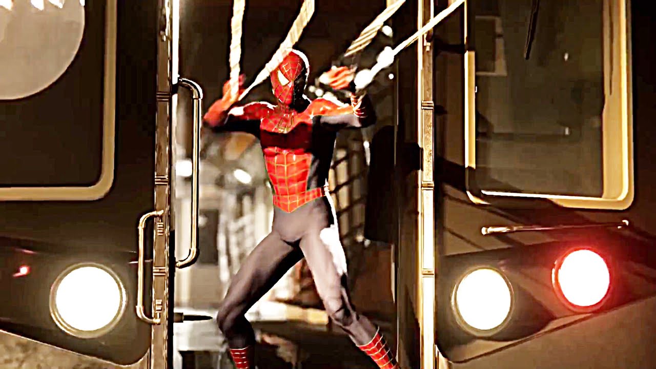 Marvel's Spider-Man PS4 Stopping the Train Scene (Sam Raimi Suit)