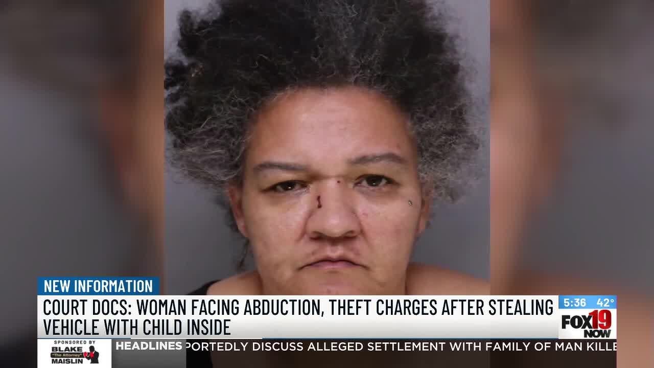 Court docs: Woman facing abduction, theft charges after stealing vehicle with child inside