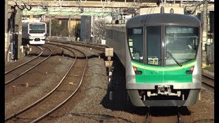 小音量とは言えない車両スピーカーの発車メロディで南柏駅を出発していく常磐緩行線下り東京メトロ16000系