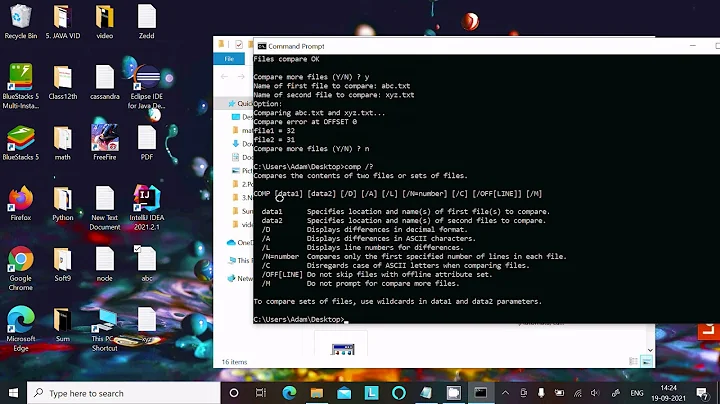 How to compare two files with Command Prompt