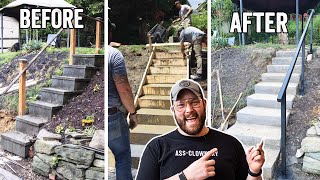 How To Pour Concrete Stairs  EPIC Back Yard Transformation pt. 3