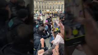 Tensions arose in Paris at the end of the demonstration in front of the Ministry of Justice durin... Tensions arose in Paris at the end of the demonstration in front of the Ministry of Justice durin...