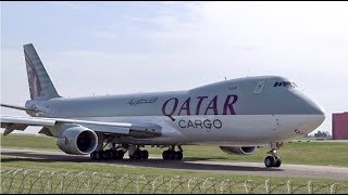 Qatar Cargo Boeing 7478f  Taking Off From Luxembourg Airport