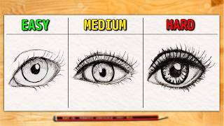 Easy vs Medium vs Hard - REALISTIC EYE Drawing Challenge