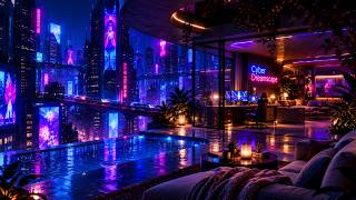 Luxury Cyberpunk Pool Retreat 🌃 Neon Skyline Ambience for Relaxation, Focus & Sleep | 4K 8Hours