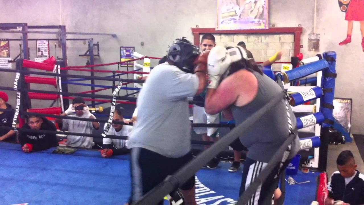 Mouthpiece Guy sparring "Tapia" at Robert Garcia's gym in Oxnard, round