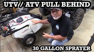 Pull behind sprayer for ATV and UTV . BOOM AND WAND SPRAYER FOR YARD, FOODPLOT, DRIVEWAY, FENCE ROWS