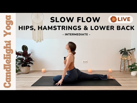 LIVE 40 MIN SLOW FLOW YOGA || Hips, Hamstrings, Lower Back & Sciatica 🕯️ Stress & Anxiety Relief