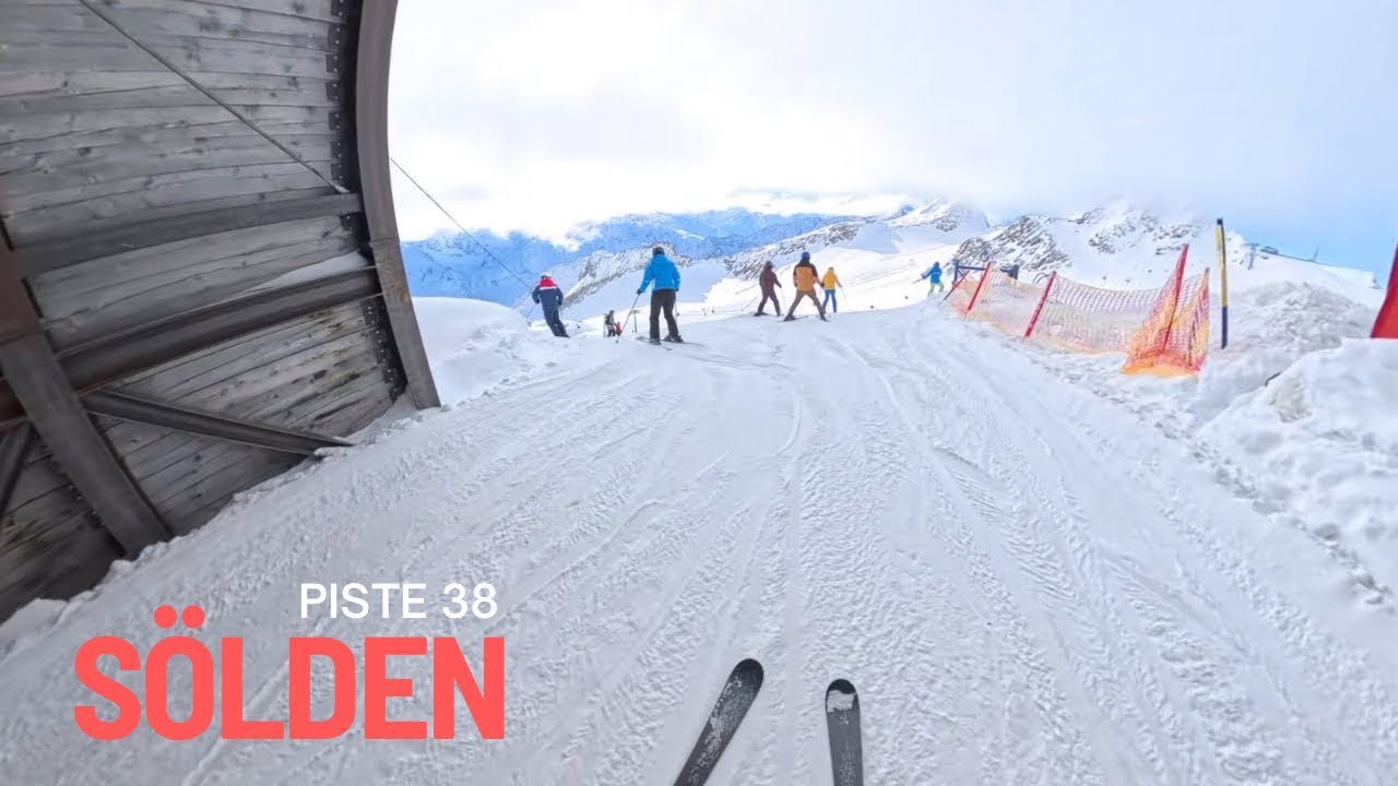 Stau und Sturz am Ende des Ski-Tunnels in Sölden! 4K POV Skiing in Sölden Gletscher 2025 | Piste 38