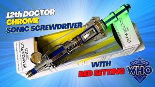 NEW - CHROME 12th Doctor Sonic Screwdriver With Red Setting